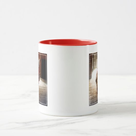 Starke Western-Sheriff-Eule mit Haltung u. Tasse (Zentrum)