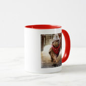 Starke Western-Sheriff-Eule mit Haltung u. Tasse (VorderseiteRechts)