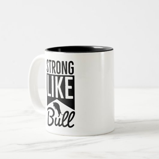 Starke wie Bull - Workout Routine Zweifarbige Tasse (Vorderseite Links)