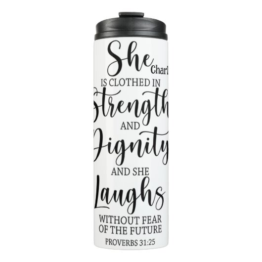 Stärke Würde Angst vor der Zukunft Thermosbecher (Vorderseite)