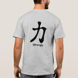 Stärken-Kanji-japanische Schreibens-an Rückseite T-Shirt