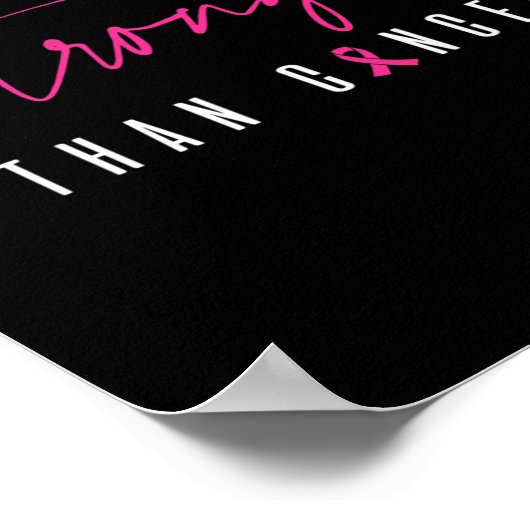 Stärker als Brustkrebs-Krieger rosa Band Poster (Ecke)