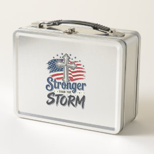 Stärker als der Sturm Patrioten-Glaubens-Shirt Des Metall Brotdose