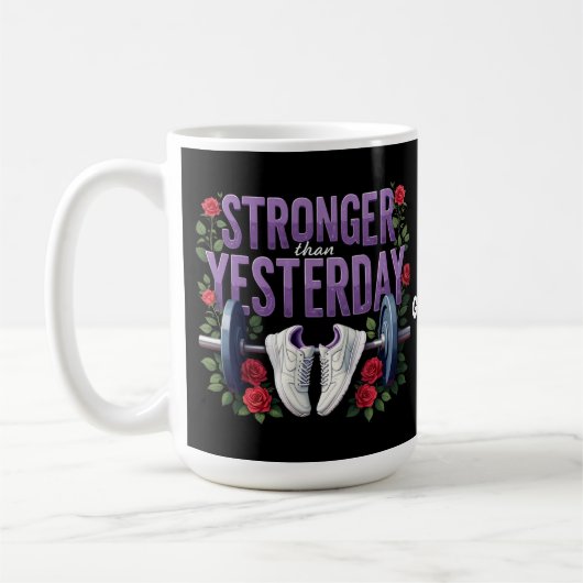 Stärker als gestern - Motivation, Fitness Kaffeetasse (Links)