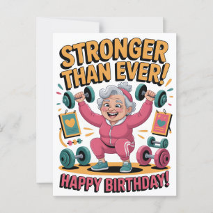 Stärker als je zuvor Fitness Cartoon Postkarte