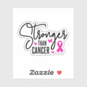 Stärker als Krebs, Brustkrebs Aufkleber (Blatt)