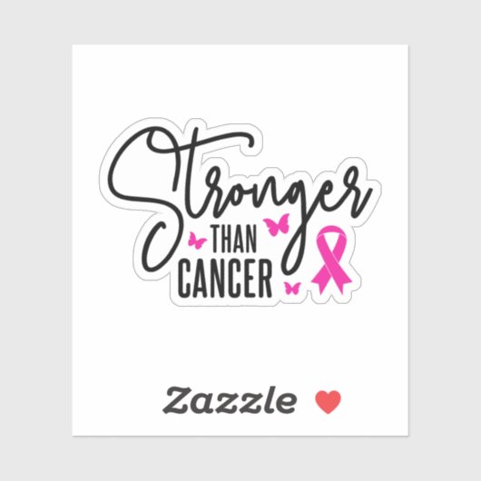 Stärker als Krebs, Brustkrebs Aufkleber (Blatt)