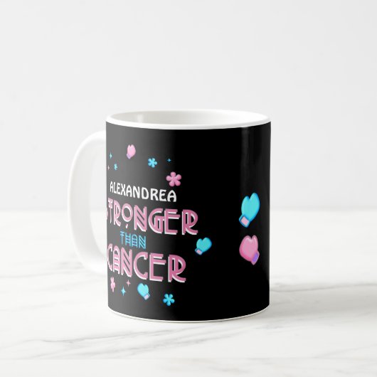 Stärker als Krebs | Cancer Survivor Custom Co Kaffeetasse (Vorderseite Links)