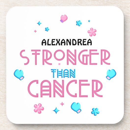 Stärker als Krebs | Krebsüberleben Custom Getränkeuntersetzer (Vorderseite)