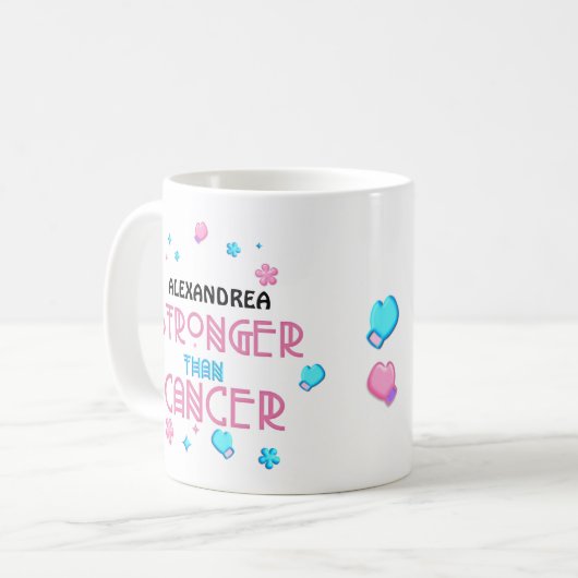 Stärker als Krebs | Krebsüberleben Custom Kaffeetasse (Vorderseite Links)