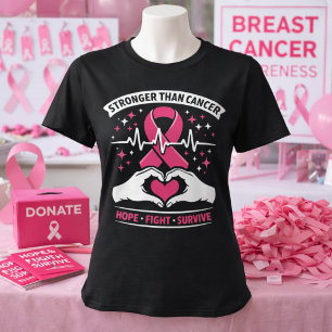 Stärker als Krebs Rosa Band Hoffnung Kampf T-Shirt