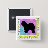 Starker alter englischer Schäferhund Button (Vorne & Hinten)