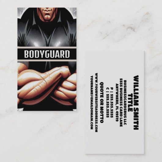 starker Bodyguard mit großen Muskeln Visitenkarte (Vorne/Hinten)