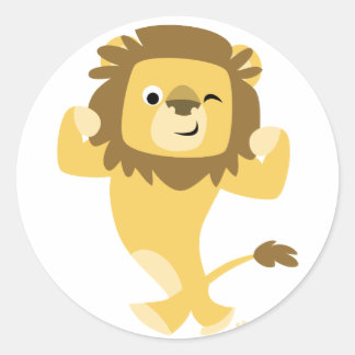 Starker Cartoon Lion Rundaufkleber Runder Aufkleber
