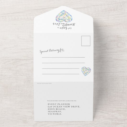 Starker Diamant verspätete Hochzeitsfeier UAWG All In One Einladung (Außenbereich)