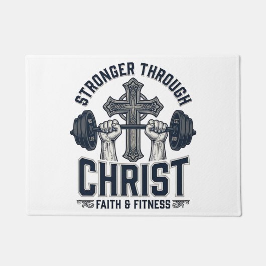 Stärker durch Christus Christliches Fitnessstudio Fußmatte (Vorderseite)