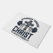Stärker durch Christus Christliches Fitnessstudio Fußmatte (Schrägansicht)