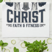 Stärker durch Christus Christliches Fitnessstudio Geschirrtuch (Gefaltet)