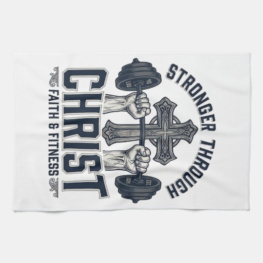 Stärker durch Christus Christliches Fitnessstudio Geschirrtuch (Horizontal)