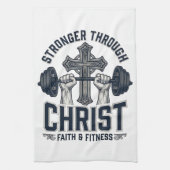 Stärker durch Christus Christliches Fitnessstudio Geschirrtuch (Vertikal)