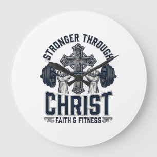 Stärker durch Christus Christliches Fitnessstudio  Große Wanduhr