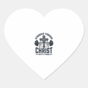 Stärker durch Christus Christliches Fitnessstudio Herz-Aufkleber