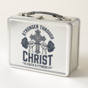 Stärker durch Christus Christliches Fitnessstudio  Metall Brotdose