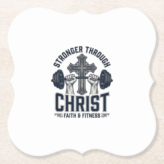 Stärker durch Christus Christliches Fitnessstudio Untersetzer (Vorderseite)