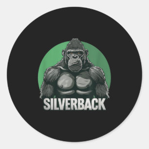 Starker Gorilla-Silberrücken für Affenliebhaber Runder Aufkleber