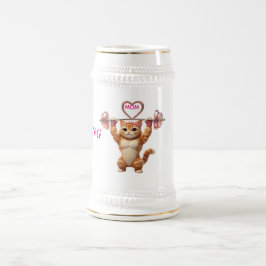 Starker Gym-Katzen-Mama-Bierstein – Muttertagsgesc Bierglas