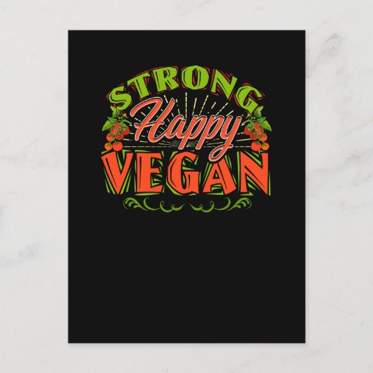 Starker Happy Vegan Vegetarian Based Diet Lifestyl Postkarte (Vorderseite)