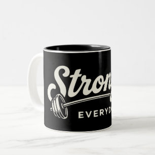 Stärker jeden Tag Retro-Gym-Motivation Zweifarbige Tasse