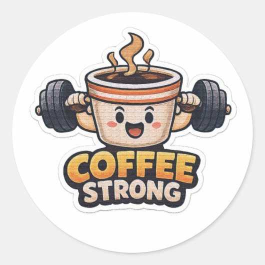 Starker Kaffee Runder Aufkleber (Vorderseite)