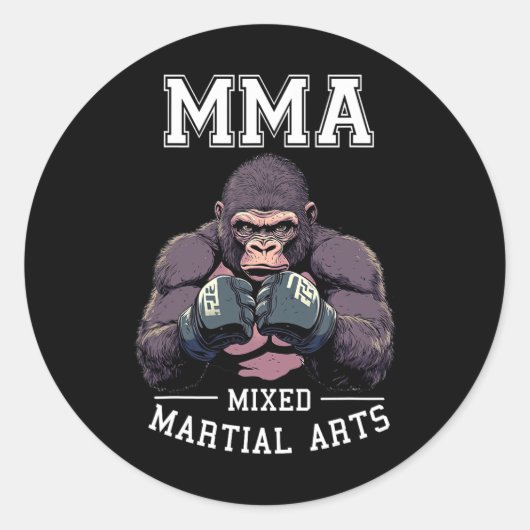 Starker Mixed Martial Arts Gorilla - Boxkäfig Runder Aufkleber (Vorderseite)