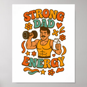 Starker Papa-Energie – Groovy muskulöser Papa-Gym- Poster