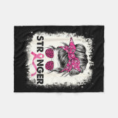 Starker Pink Warrior Brustkrebsbewusstsein Fleecedecke (Vorderseite (Horizontal))