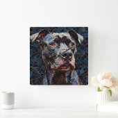 Starker Pitbull-Hund Quadratische Wanduhr (Zuhause)
