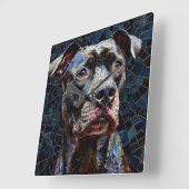 Starker Pitbull-Hund Quadratische Wanduhr (Winkel)