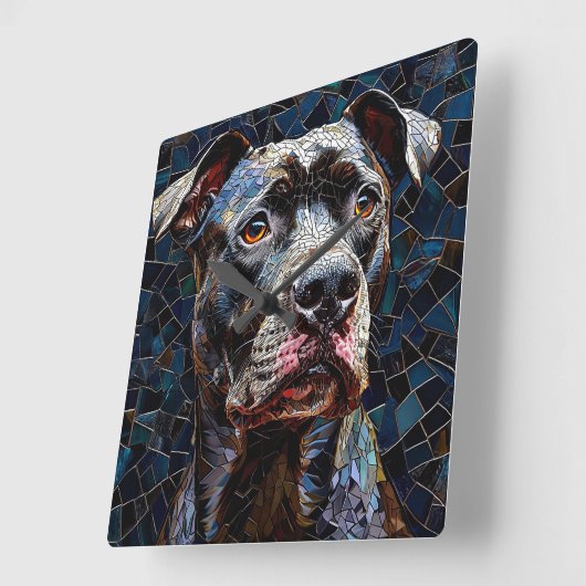 Starker Pitbull-Hund Quadratische Wanduhr (Winkel)