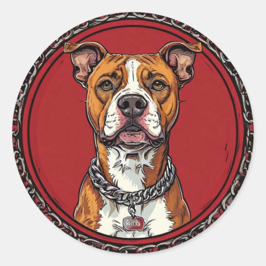 Starker Pitbull-Hund Runder Aufkleber (Vorderseite)