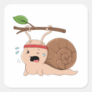 Starker Schnecke, die eine schwere Last trägt Aufk Quadratischer Aufkleber