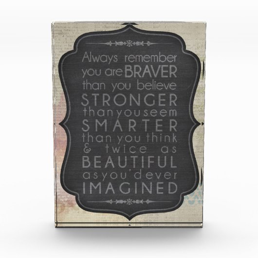 Stärker, tapfer, Typografie Fotoblock (Vorderseite)