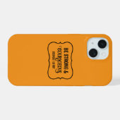 Starker und mutiger Bibelvers Einfaches Orange iPhone 15 Hülle (Rückseite (Horizontal))