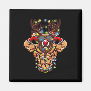 Starker Weihnachtsmann-Rentier-Bodybuilding-Weihna Magnet