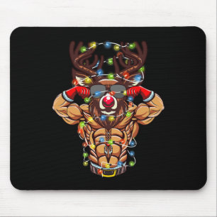 Starker Weihnachtsmann-Rentier-Bodybuilding-Weihna Mousepad