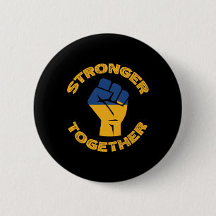 Stärker Zusammen Ukraine Faust Ukrainische Flagge Button