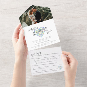 Stärkere Diamant verspätete Hochzeitsfeier RSVP Fo All In One Einladung