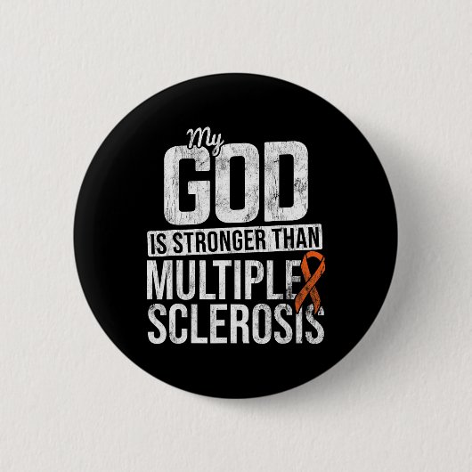 Stärkere Multipler Sklerose Frau Awareness Orange Button (Vorderseite)