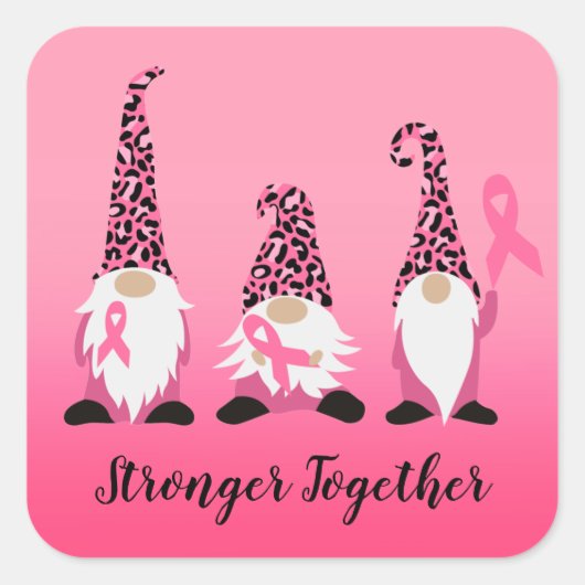 Stärkere Rosa Brustkrebs Schleife Square Quadratischer Aufkleber (Vorderseite)