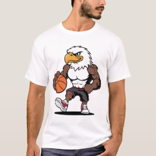 Starkes Adler-Basketball-Maskottchen-Logo-Design-V T-Shirt